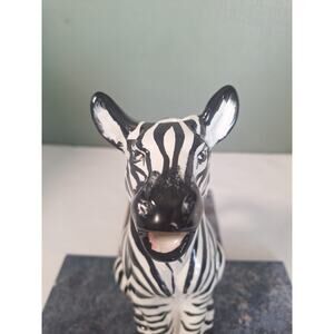 Vintage R.E.M.O Italy Ceramic Hand Painted Zebra Decanter Pitcher 1975